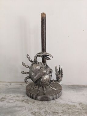Mud Pie Metal Crab Paper Towel Holder - Silver Finish